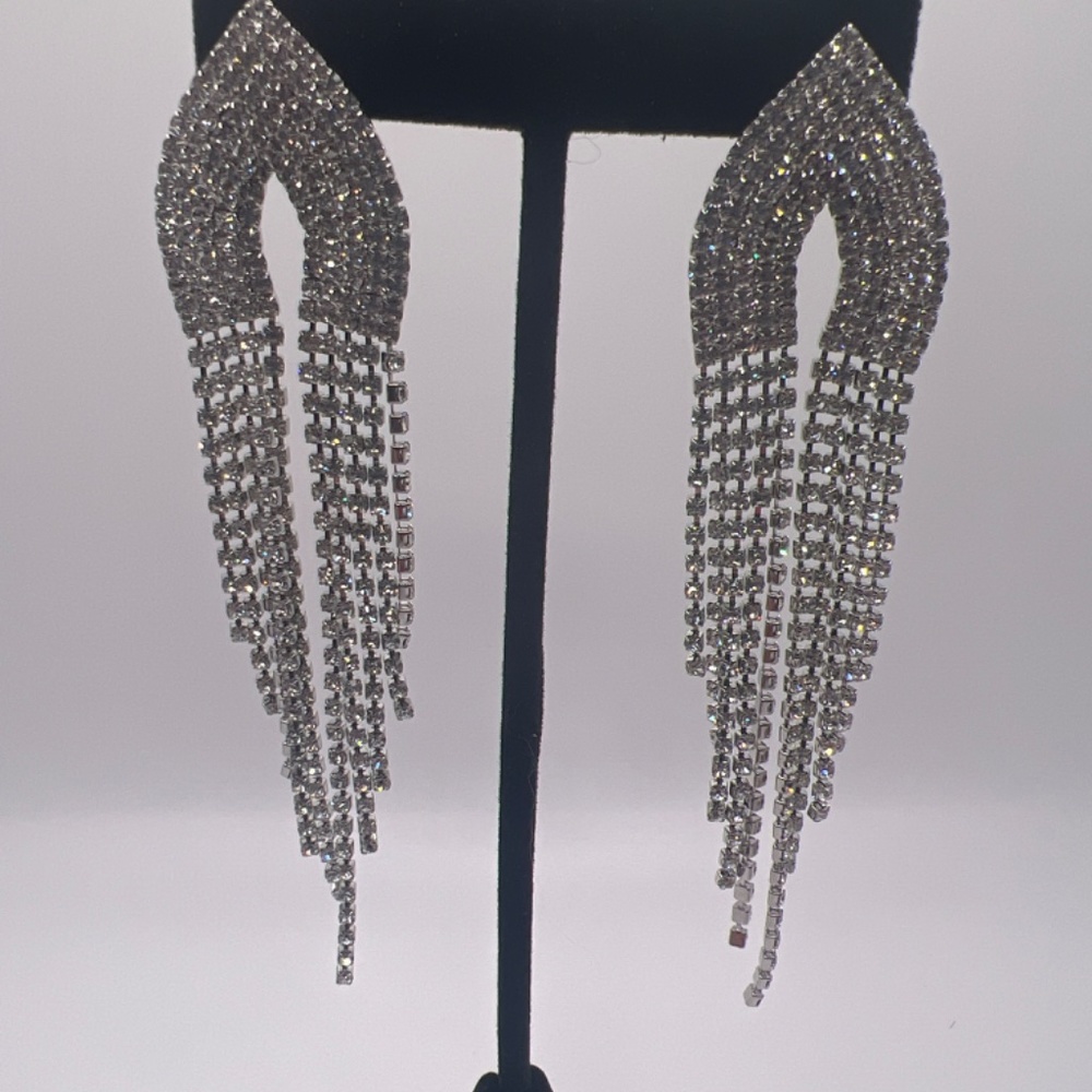 Rhinestone Statement Earrings - image 1